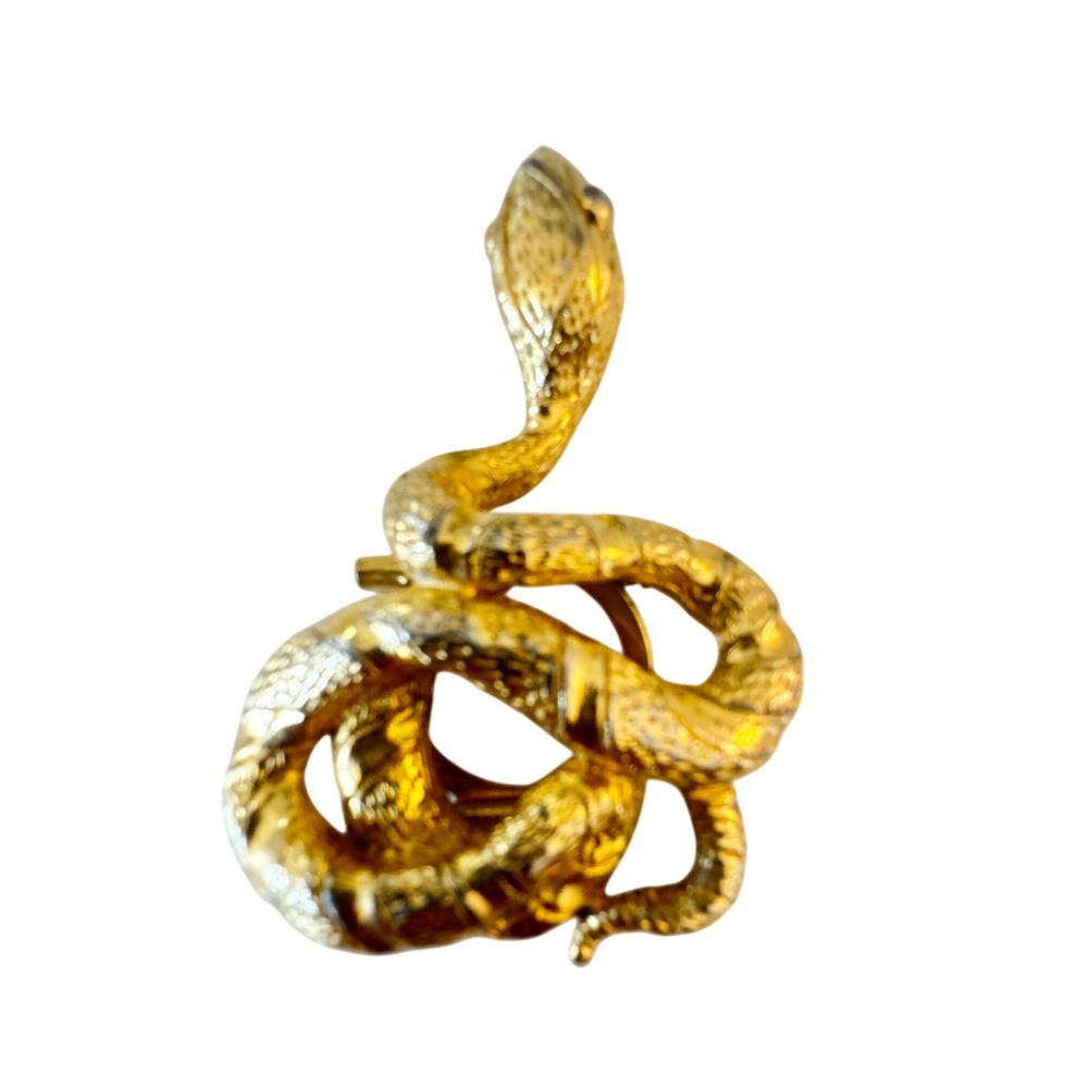 Gold Tone Snake Brooch Pin Statement Jewelry Women's Accessories Scarf Clip